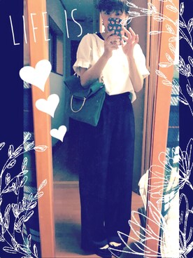 「earth music&ecology（アースミュージックアンドエコロジー）のアイテム（スリッポン、ブラック系）」を使った、ｪﾐﾙさん（レディース・152cm）の秋コーディネート