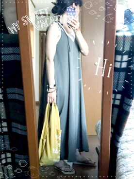「Right-on（ライトオン）のアイテム（ジャンパースカート）」を使った、ｪﾐﾙさん（レディース・152cm）の夏コーディネート