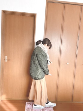 「URBAN RESEARCH（アーバンリサーチ）のアイテム（ノーカラーコート）」を使った、ｪﾐﾙさん（レディース・152cm）の冬コーディネート