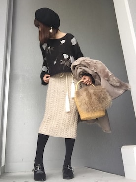 「TODAYFUL（トゥデイフル）のアイテム（ムートンコート）」を使った、cheryさん（レディース・156cm）の冬コーディネート