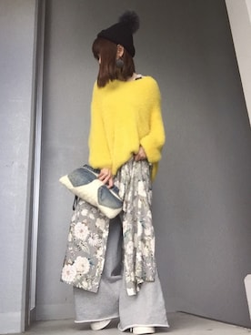 「DHOLIC（ディーホリック）のアイテム（ニットキャップ/ビーニー）」を使った、cheryさん（レディース・156cm）の冬コーディネート