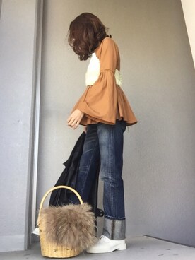 「Levis」｜「アイテム（ライダースジャケット）」を使った、cheryさん（レディース・156cm）の冬コーディネート