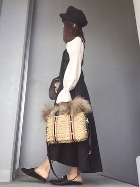 「niko and...（ニコアンド）のオリジナル ミニラインテープカゴバッグ【niko and...】（かごバッグ）」を使った、cheryさん（レディース・156cm）の春コーディネート