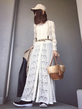 「Ungrid（アングリッド）のアイテム（サスペンダー）」を使った、cheryさん（レディース・156cm）の春コーディネート