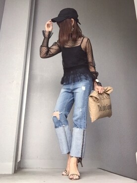 「TODAYFUL（トゥデイフル）のVintageトートバッグ（トートバッグ）」を使った、cheryさん（レディース・156cm）の春コーディネート