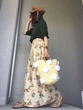 「スカーチョ」｜「アイテム（キャスケット）」を使った、cheryさん（レディース・156cm）の春コーディネート