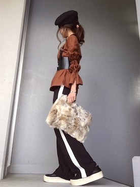 「ブラウン×ブラック」｜「アイテム（その他シューズ）」を使った、cheryさん（レディース・156cm）の秋コーディネート