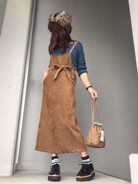 「Daniel Wellington（ダニエルウェリントン）の販売終了クラシックペティット アッシュフィールド32mm（アナログ腕時計）」を使った、cheryさん（レディース・156cm）の冬コーディネート