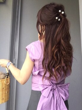 「ANEMONE（アネモネ）のアイテム（その他ヘアアクセサリー）」を使った、cheryさん（レディース・156cm）の夏コーディネート