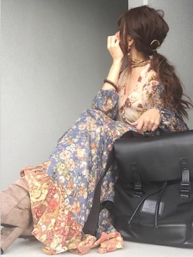 「Aco Design（アコデザイン）のアイテム」を使った、cheryさん（レディース・156cm）の秋コーディネート