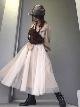 「LA BELLE ETUDE（ラベルエチュード）のアイテム（トレンチコート）」を使った、cheryさん（レディース・156cm）の秋コーディネート