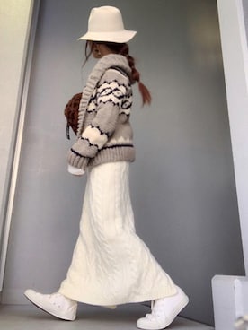 「カウチン」｜「アイテム（その他アウター）」を使った、cheryさん（レディース・156cm）の冬コーディネート