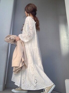 「レースワンピース」｜「アイテム（その他アウター）」を使った、cheryさん（レディース・156cm）の春コーディネート