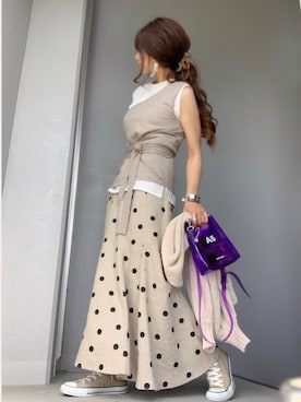 「petitcro（プティクロ）のpetitcro  ワイドバングル PCKB1901001（バングル/リストバンド）」を使った、cheryさん（レディース・156cm）の春コーディネート