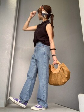 「LOWRYS FARM（ローリーズファーム）のヘンケイバングル　831862（バングル/リストバンド）」を使った、cheryさん（レディース・156cm）の夏コーディネート