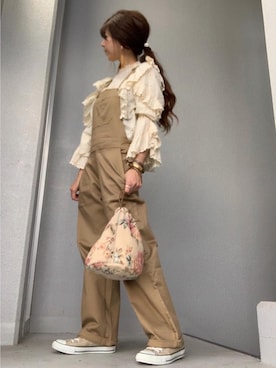 「SENSE OF PLACE by URBAN RESEARCH（センスオブプレイスバイアーバンリサーチ）のアイテム（サロペット/オーバーオール）」を使った、cheryさん（レディース・156cm）の秋コーディネート