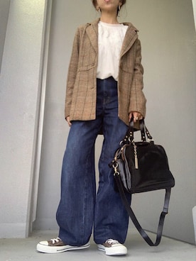 「ゆるコーデ」｜「アイテム（テーラードジャケット、その他）」を使った、cheryさん（レディース・156cm）の秋コーディネート