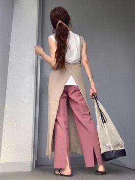 「エプロンワンピース」｜「アイテム（その他）」を使った、cheryさん（レディース・156cm）の夏コーディネート