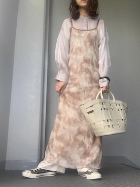 「ノーカラーシャツ」｜「アイテム（ワンピース/ドレス）」を使った、cheryさん（レディース・156cm）の秋コーディネート