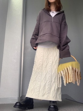 「MEDE19F（メデジュウキュウ）のアイテム（パーカー）」を使った、cheryさん（レディース・156cm）の冬コーディネート
