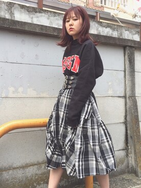 「MSGM（エムエスジーエム）のアイテム（スウェット）」を使った、MARIさん（レディース・152cm）の秋コーディネート