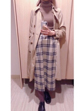 「LOWRYS FARM（ローリーズファーム）のタータンチェックタイトスカート　816531（スカート、ベージュ系）」を使った、ari＊.°さん（レディース・168cm）の春コーディネート