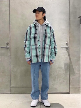 「MONKEY TIME（モンキータイム）のアイテム（キャップ）」を使った、Tomohiro Gunjiさん（メンズ・172cm）の冬コーディネート