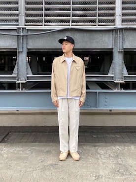 「MONKEY TIME（モンキータイム）のアイテム（ブルゾン）」を使った、Tomohiro Gunjiさん（メンズ・172cm）の春コーディネート