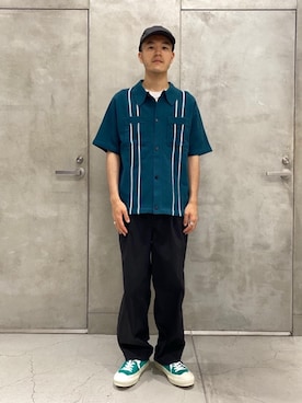 「MONKEY TIME（モンキータイム）のアイテム（キャップ）」を使った、Tomohiro Gunjiさん（メンズ・172cm）の夏コーディネート