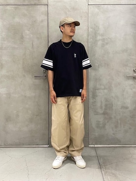 「MONKEY TIME（モンキータイム）のアイテム（キャップ）」を使った、Tomohiro Gunjiさん（メンズ・172cm）の夏コーディネート