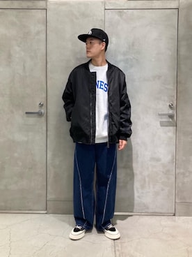 「ストリートファッション」｜「アイテム（MA-1）」を使った、Tomohiro Gunjiさん（メンズ・172cm）の冬コーディネート
