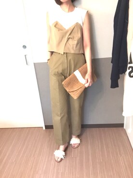 「THE SHINZONE（ザ　シンゾーン）のハイウエストチノパンツ（チノパンツ）」を使った、SA77 さん（レディース・167cm）の夏コーディネート