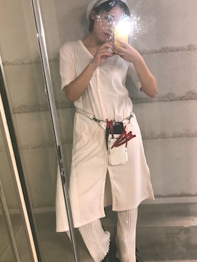 「オールホワイト」｜「アイテム（ハンチング/ベレー帽）」を使った、ゆうきさん（レディース・165cm）の夏コーディネート