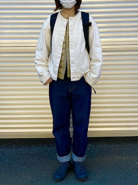 「DANTON（ダントン）のアイテム（ノーカラージャケット）」を使った、aasさん（レディース・157cm）の春コーディネート