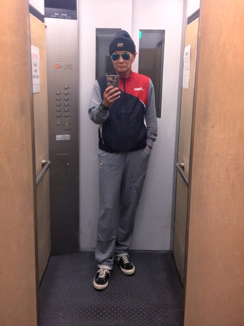 「スエットパンツ」｜「PUMAのILP スウェットパンツ（その他パンツ、ブラック系）」を使った、K-Kenji⚾️さん（メンズ・174cm）の春コーディネートの1枚目の写真