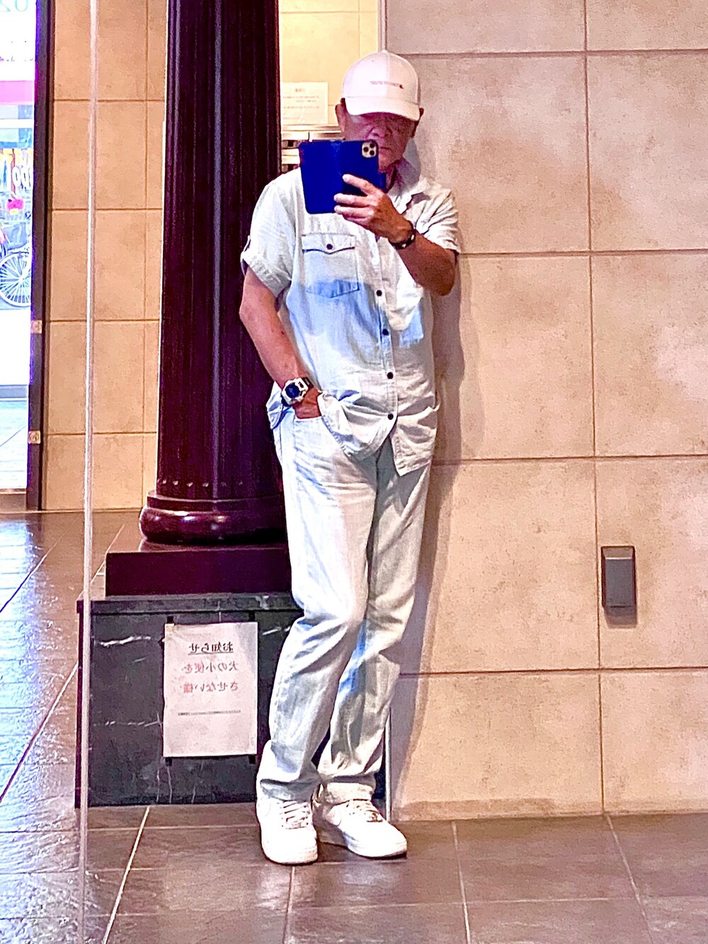 「POLO RALPH LAURENのラルフローレンDenim & Supply 刺繍 半袖ピンストライプデニムシャツ （シャツ/ブラウス、ブルー系）」を使った、K-Kenji⚾️さん（メンズ・174cm）の夏コーディネートの1枚目の写真