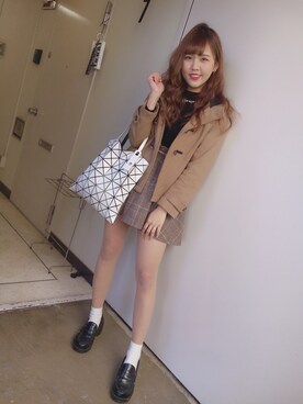「earth music&ecology（アースミュージックアンドエコロジー）のアイテム（ジャケット/アウター、ブラウン系）」を使った、yuka ♪さん（レディース・163cm）の冬コーディネート