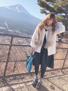 「Lattice（Lattice）のアイテム（マフラー、ベージュ系）」を使った、yuka ♪さん（レディース・163cm）の冬コーディネート