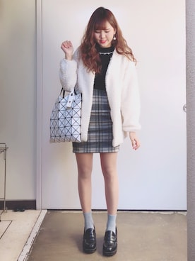 「archives（アルシーヴ）のアイテム（スカート、グレー系）」を使った、yuka ♪さん（レディース・163cm）の冬コーディネート
