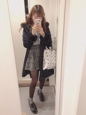 「BAO BAO ISSEY MIYAKE（バオバオイッセイミヤケ）のアイテム（トートバッグ、ホワイト系）」を使った、yuka ♪さん（レディース・163cm）の冬コーディネート