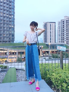 「Ameri（アメリ）のアイテム（かごバッグ）」を使った、Hikariさん（レディース・175cm）の夏コーディネート