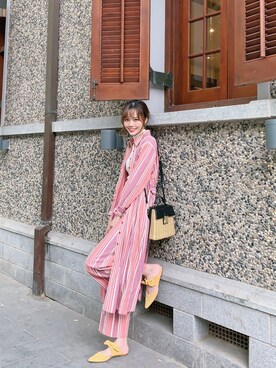 「Ameri（アメリ）のアイテム（かごバッグ）」を使った、Hikariさん（レディース・175cm）の春コーディネート