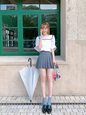 「AC FOR AGのアイテム（スカート、グレー系）」を使った、Hikariさん（レディース・175cm）の夏コーディネート