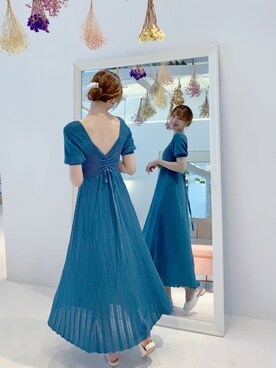 「LILY BROWN（リリーブラウン）のアイテム（ワンピース/ドレス、ブルー系）」を使った、Hikariさん（レディース・175cm）の夏コーディネート