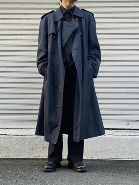 Burberry バーバリー のトレンチコート ブルー系 を使ったメンズ人気ファッションコーディネート Wear