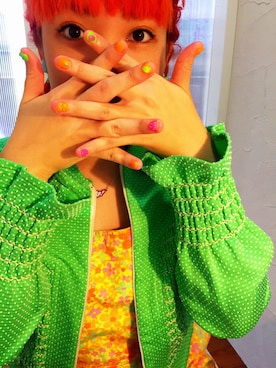 「ネイル」｜「アイテム（ブルゾン）」を使った、ちゃんりほさん（レディース・158cm）の春コーディネート