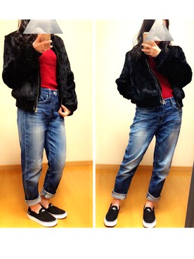 「NIKE（ナイキ）のアイテム（スリッポン）」を使った、ＣＯＣＯさん（レディース・155cm）の冬コーディネート