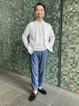 「FERRANTE（フェランテ）のアイテム（スリッポン）」を使った、岩崎　幸弘さん（メンズ・175cm）の春コーディネート
