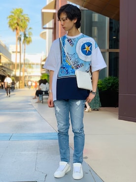 「RED CARD TOKYO（レッドカード）のアイテム」を使った、SHOYAさん（メンズ・173cm）の夏コーディネート