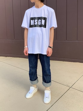 「MSGM（エムエスジーエム）のアイテム（トップス）」を使った、SHOYAさん（メンズ・173cm）の夏コーディネート